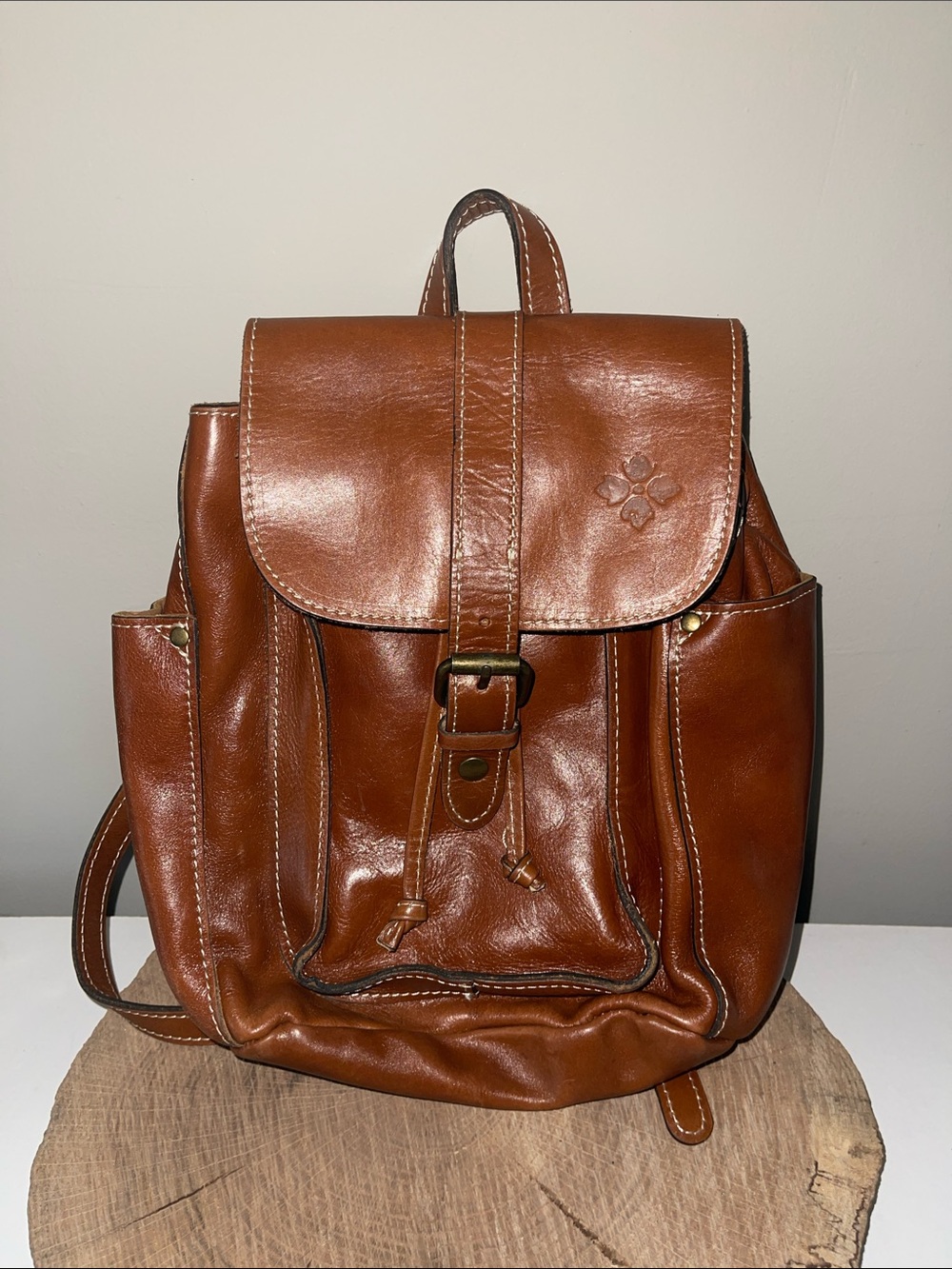 Patricia Nash Cognac Brown Mini Leather Backpack
